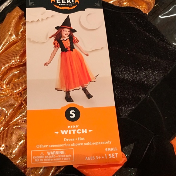 NWT Hyde & Eek Orange Fancy Witch Costume w/ Hat. Size Small (4-7) - Picture 4 of 5
